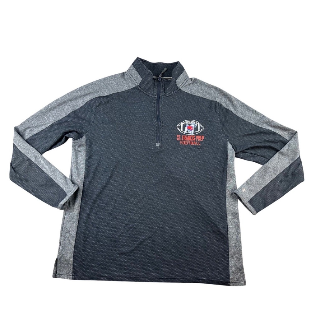 Champion 1/4 Zip Sweatshirt Men L Gray Colorblock St. Francis Prep Football